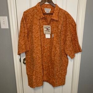 Columbia NWT Button Up Shirt Mens XL Trinity Bay Print Campshirt Orange Floral